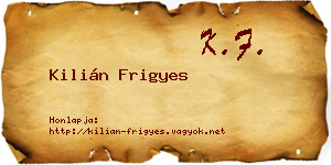 Kilián Frigyes névjegykártya